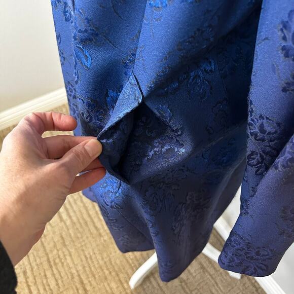 Hugo Buscati blue jacquard long 3 button lined blazer size 14 - Picture 4 of 13